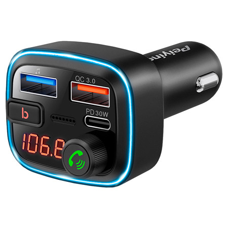 Modulator FM Bluetooth auto cu USB Bluetooth 5.3 handsfree PEIYING USB 32GB QC3.0+PD